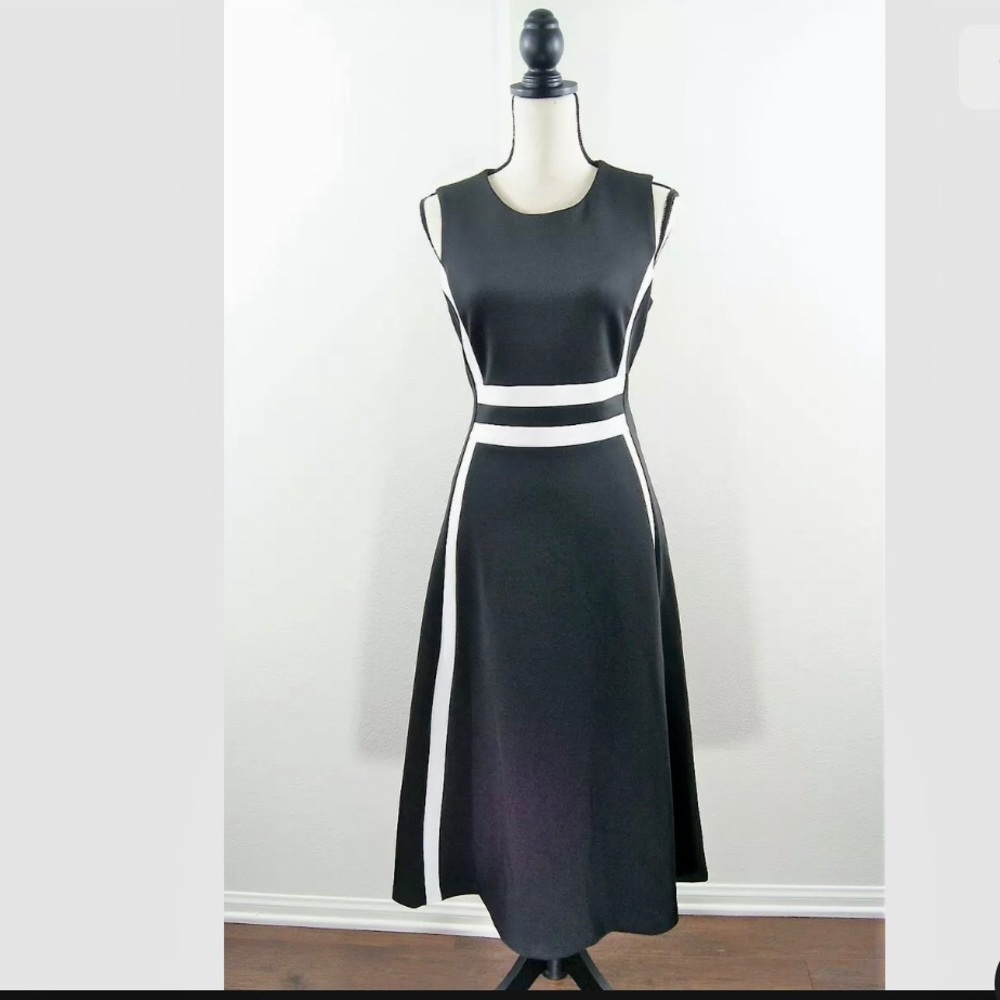 Calvin Klein Colorblock Scuba Fit Flare Midi Dress